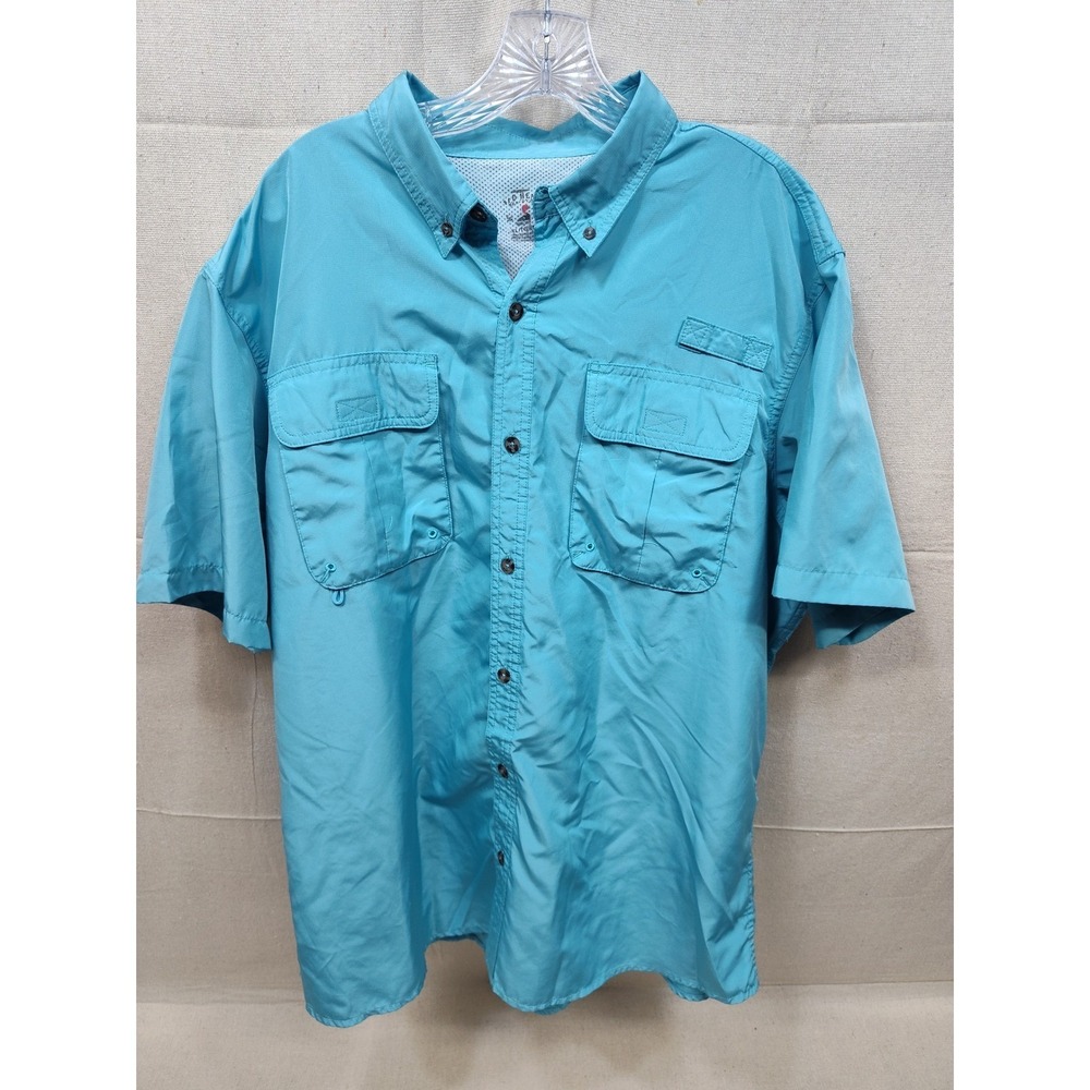 RedHead Mens XL Turquoise Blue Short Sleeve Fishing Shirt Ventilated Button Down